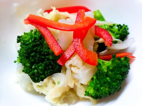 白菜とブロッコリーと赤パプリカのサラダ